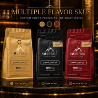 Sac d'emballage pour café personnalisé de qualité supérieure avec logo personnalisé, durable, laminé, finition mate, refermable avec fermeture éclair, fond plat