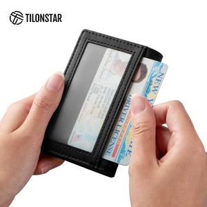 TILONSTAR TVC329 Venta caliente portátil RFID Bloqueo de negocios Bi-fold Cuero Aluminio Pop Up Titular de la tarjeta de crédito Cartera para hombres - Product Image 5