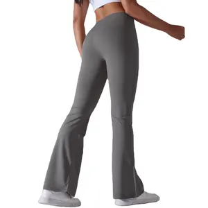 Celana legging olahraga wanita, celana terompet luar ruangan, Yoga, lari, Fitness, olahraga, kasual, pinggang tinggi