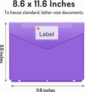 Pochette de classement A4 en polyéthylène avec fermeture hermétique, dossiers à chargement latéral, intercalaires à 3 anneaux avec poches, format Lettre - Product Image 5