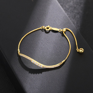 Nuovo braccialetto minimalista da donna con micro zirconi cubici intarsiati, regolabile, delicato gioiello per la mano - Product Image 5