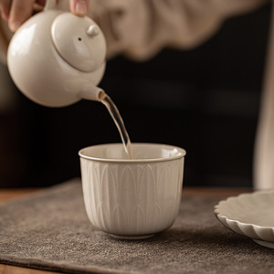 Guanlan <b>Tea</b> Wood Ash Tasting Cup Porcelain Round Single Master Cup For Kung Fu <b>Tea</b> <b>Set</b> Afternoon <b>Tea</b> Use - Product Image 3