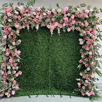 Mur végétal 5D de haute qualité avec fleurs en soie pour Noël, Nouvel An, toile de fond de mariage 8x8 pieds