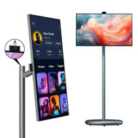 All-in-One Freistehender Mobiler Touch-Smart-TV Drehbarer Bodenständer Kabelloses Screen Mirroring Live-Stream Heim-Display Schwarz 60Hz