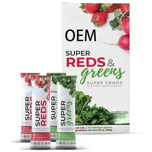 OEM hữu cơ siêu thực phẩm bổ sung màu đỏ & greens Superfood rắn uống bột với chất chống oxy hóa cho các enzym tiêu hóa