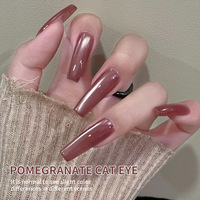 Vernis à ongles gel XEIJAYI style rétro œil de chat, rouge brun, perles de verre, gel UV longue durée, flacon de 15 ml