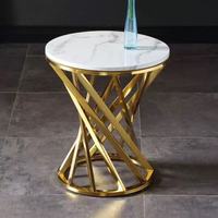 Table d'appoint moderne de style nordique, luxe léger, avec structure en acier inoxydable et plateau en marbre, pour salon et hôtel, garantie de 3 ans