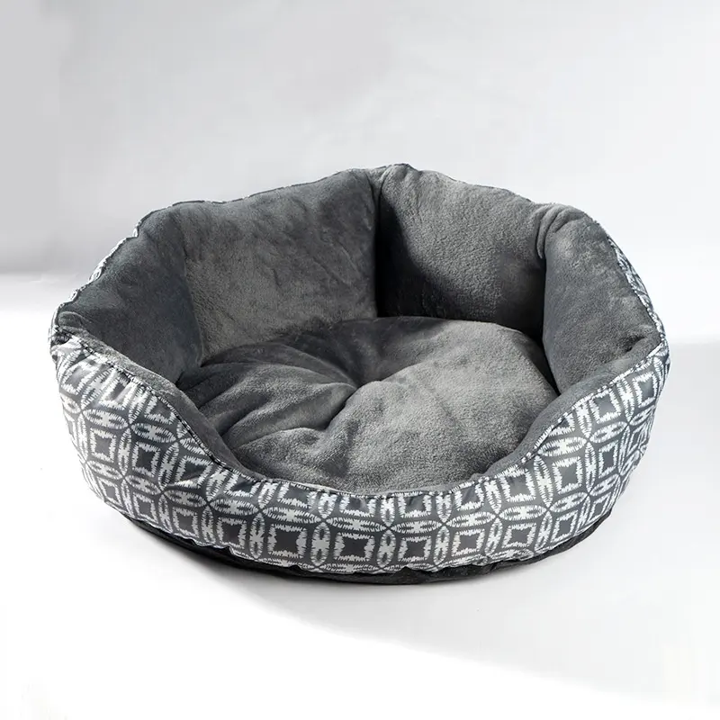 Slip Resistant Oxford Bottom Small Round Super Soft Warm Plush Flannel Puppy Dog Cat Bed