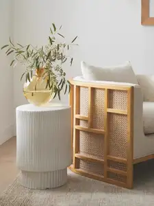 Tenunan rotan kayu Solid minimalis, kursi berlengan ruang tamu santai modern