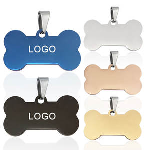 도매 각인 가능한 뼈 모양 스테인리스 스틸 애완동물 금속 ID 플레이트 블랭크 참 맞춤 로고 강아지 태그 펜던트 액세서리 - Product Image 1