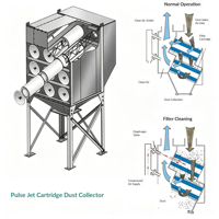 Collecteur de poussière à cartouche horizontale, machine de collecte de poussière haute efficacité pour le travail du bois, purification de la poussière de ponçage