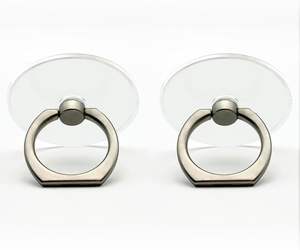 スマートフォンリングスタンド2ピース透明薄いホールド落下防止調整可能高さ粘着パッドマウント360回転 - Product Image 4