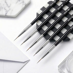 Ensemble de pinceaux professionnels de haute qualité pour nail art noir, personnalisés, pinceaux liner pour nail art, 5 pièces, 7/9/11/15/20 mm - Product Image 4