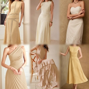 Lot en gros de robes d'été décontractées en satin pour femmes, assortiment mixte, surplus de stock, style bohème, dentelle florale, longueur midi et maxi, pour soirée, naturel - Product Image 1