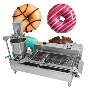 Automatic Portable T101 Fried Yeast Raised Gas Round Maker Big Donut fry Glazer Large Doughnut Make Machine