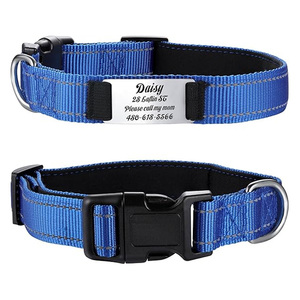 <span class=keywords><strong>Collar</strong></span> de Perro Ajustable Acolchado de Nailon Reflectante de Calidad, Placa de Identificación con Nombre Grabado Personalizado, Collares para Perros - Product Image 4