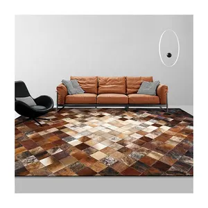 luxury modern design cowhide leather patchwork carpets livingroom bedroom floor carpet