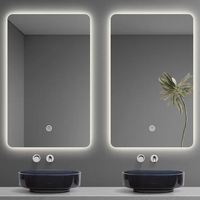 Miroir de salle de bain LED pour hôtel avec fonction anti-buée, miroir de maquillage mural à intensité variable, vente en gros