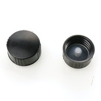 Capuchon en bakélite à vis en plastique pp, 1 pièce, embout en plastique Poly côtelé noir, capuchon en plastique pour bouteilles en verre