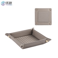 Personnalisé Multifonctionnel Pliable En Cuir PU Bonbon Clé Bijoux Porte-Service Organisateur De Stockage Valet Plateau pour La Maison