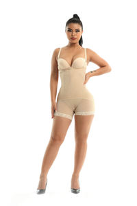 Langqin Women High Compression Shapewear <b>Side</b> Zipper Tummy Control Hip Lift Lace Adjustable Shoulder Strap Bodysuit Butt Lifter - Product Image 3