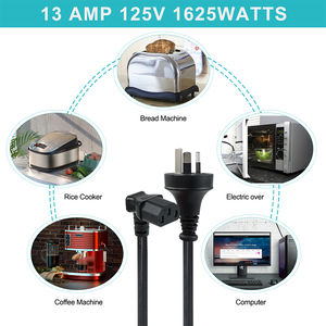Right Angle C13 <b>Power</b> Cord, ASNZS 3112 AU 3 Pin Male Plug, AC <b>Power</b> Supply <b>Cable</b> for Monitor Display, Flame Retardant Lead - Product Image 3