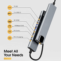 Station d'Accueil Tendance Usine Multiport USB C HUB 8-en-1 RJ45 Ethernet 100M pour Appareils Type C PC Ordinateurs Portables Smartphones