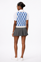 Ensemble de tricots pour femmes avec logo personnalisé, tricoté et brodé, manches courtes, col en V, motif géométrique, décontracté, printemps, mélange de viscose, usine OEM & ODM