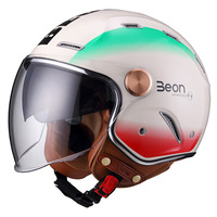Casco de Motocicleta BEON Vintage 3/4 con Doble Visera, Certificado 3C, Estilo Retro Abierto para Hombres y Mujeres, para Motocicleta Eléctrica y Scooter