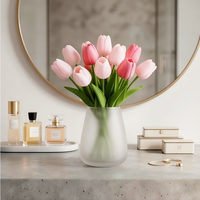 Buket Tulip PU Romantis untuk Pernikahan, Bunga Tangan Pengantin, Dekorasi Bridal Shower, Tulip Realistis untuk Dekorasi Acara