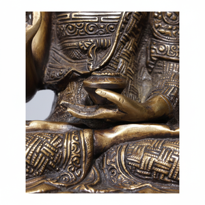 Escultura de latón elegante de 12 \ "de Lord Buddha sentado en Vitark Mudra estatua de arte - Product Image 1