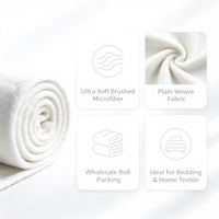 Tissu de drap de lit en microfibre de polyester brossé, doux et uni, en gros