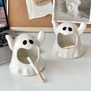 Ghost Ceramic Ashtray White Creative Design For Home Dorm Gift - Product Image 4