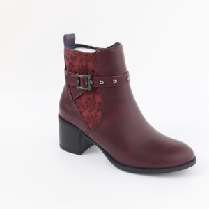 Stivaletti Invernali da <span class=keywords><strong>Donna</strong></span> <span class=keywords><strong>Rossi</strong></span> alla Moda, Traspiranti con Lacci, Design da Cavaliere, Tacco Quadrato in Tela, Antiscivolo in PU - Product Image 1