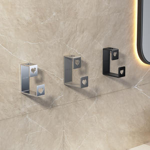 Étagère d'angle adhésive murale en acier inoxydable 304 pour lavabo, support de rangement de salle de bain durable, gris naturel/noir - Product Image 1