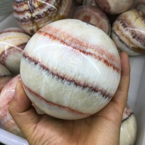 Boule <span class=keywords><strong>de</strong></span> cristal en pierre <span class=keywords><strong>de</strong></span> <span class=keywords><strong>porc</strong></span> naturelle, sphère <span class=keywords><strong>de</strong></span> Calcite tricolore polie à la main pour la décoration, vente en gros - Product Image 6