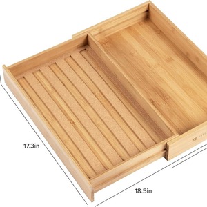 Wooden <b>Drawer</b> Organizer With Divided Compartments For Spice Bottles Cabinet Pull Out <b>Storage</b> <b>Box</b> - Product Image 5