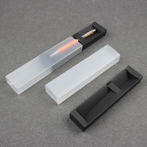 Kotak kemasan hadiah kertas MOQ rendah wadah pena Kraft putih laci jendela cangkang kerang kustom kotak kardus 2 pena - Product Image 3