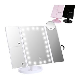 Vanity Mirror LED Makeup Mirror Foldable Dimmable Touch Cosmetic Mirror USB Rechargeable Portable for Dressing <b>Table</b> - Product Image 1