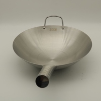 Wok de Acero Inoxidable con Asa Única, Grado Comercial, Superficie Electropulida, Varios Tamaños, Diseño Moderno, para Saltear y Freír Profundamente, Estilo Asiático