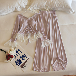 Pyjama rajeunissant First Love pour femme, printemps et automne 2026, nouveau modèle fin à manches longues avec coussinets de poitrine, vêtement d'intérieur pour femme - Product Image 6