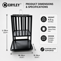 Barbecue portable d'extérieur robuste en fer, poêle à bois multi-usages pour camping, jardin et patio