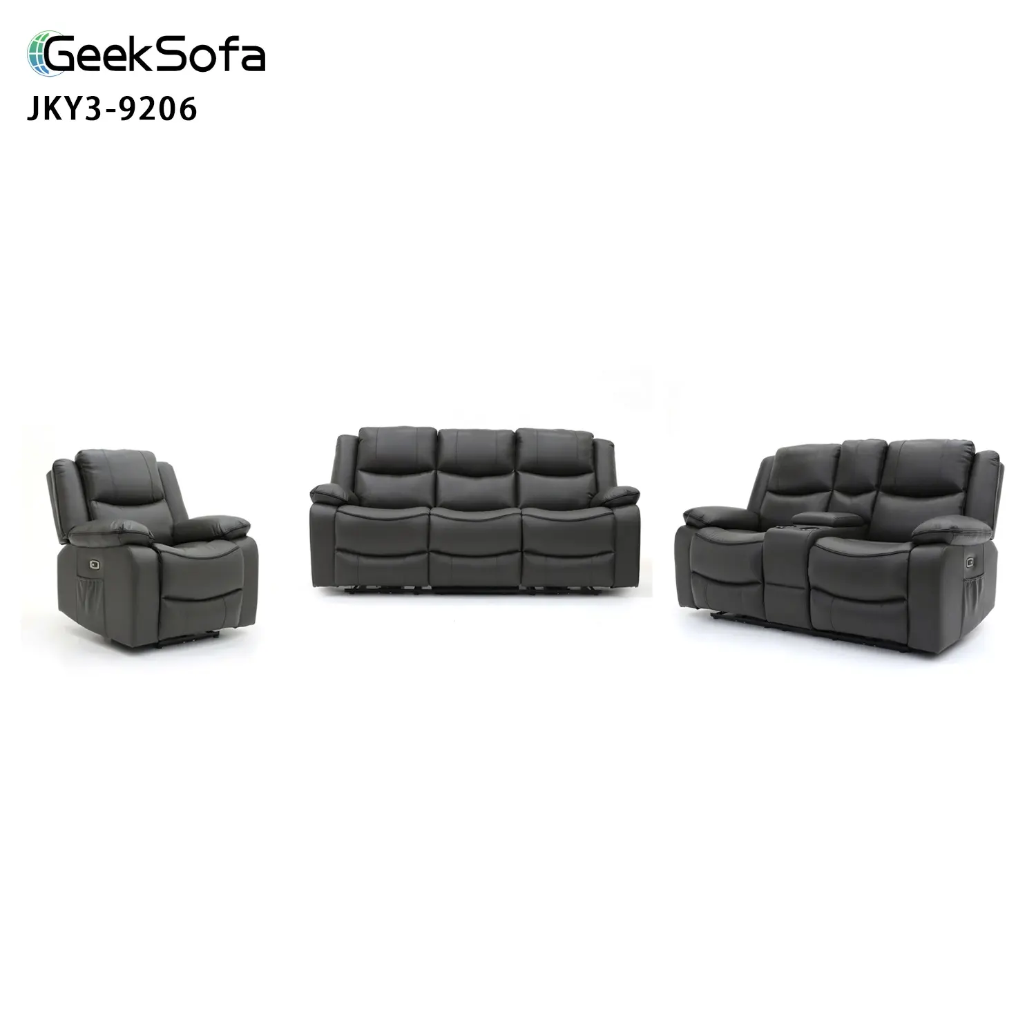 Geeksofa 3 + 2 + 1 Modern Air Leather Power Electric Motion Juego de sofá reclinable con consola y masaje para muebles de sala de estar