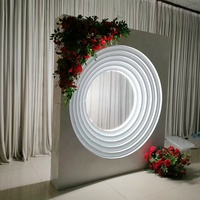 Fournitures de décoration de mariage moderne 3D multicouche ronde fond mur blanc métal Photo toile de fond décoration de scène de mariage