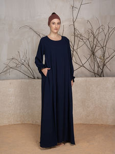 Abaya brodée en polyester, robe de mariée musulmane, ensemble Abaya ample à manches longues pour l'Aïd, style arabe de Dubaï, vente chaude - Product Image 5