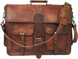 Vintage Handmade Leather Travel <b>Messenger</b> Crossbody <b>Bag</b> with Matching Handmade Duffel Luggage for Office Business Trips Weekend - Product Image 2