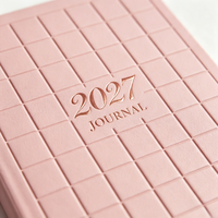 Agenda A5 2027, carnet en cuir PU, couverture personnalisée à grille quadrillée, couverture rigide, journal quotidien