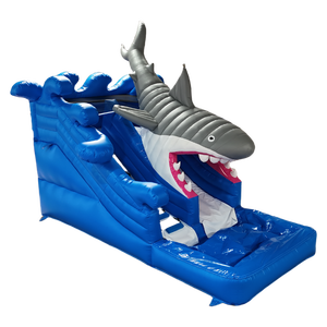 Château gonflable de toboggan aquatique de grande attaque de requin de taille adulte commerciale en gros comportant la piscine pour sauter et jouer - Product Image 3