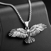 Collar con Colgante de Acero de Titanio con Diseño de Águila Voladora, Estilo Hip Hop Rock, Tendencia de Moda, para Hombre y Mujer