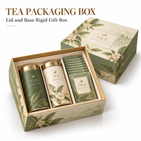 Boîte cadeau de thé personnalisée, emballage en papier rigide de luxe avec couvercle et base, logo personnalisé, ensemble de thé, emballage de boîte alimentaire, vente en gros